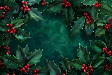 Canvas Print - christmas background with holly