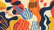© Larysa - Colorful abstract organic shape print illustration in retro style