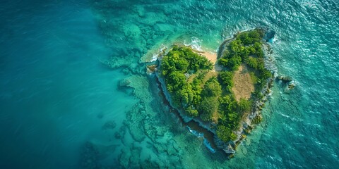 Canvas Print - Aerial view of Caribbean Island in the Shape of a Heart.