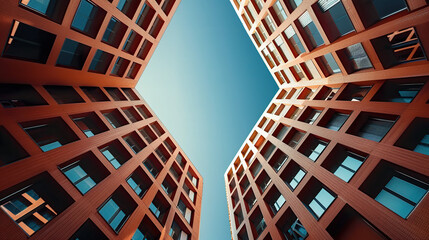 Urban architecture photography in a minimalist concept with geometric patterns. Generative AI