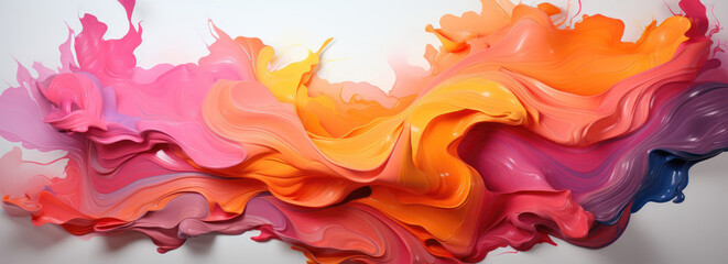 Wall Mural - Beautiful abstraction of pink and orange liquid paints