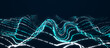 Abstract blue background of points. Wave of lines. Cyber particles. Big data stream. 3d rendering