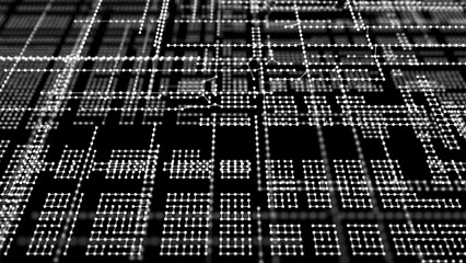 Fototapete - Abstract technology background. Computer matrix. Futuristic cyber background of points. 3d rendering.