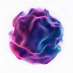 Technology background. Sphere with abstract figure inside in blue and purple, simulating the work of voice assistant.