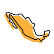 Mexico country simplified map. Orange silhouette with thick black sharp contour outline isolated on white background. Simple vector icon