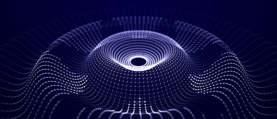Leinwandbilder - Network or connection. Abstract digital wave of points and lines. Glowing plexus. Big data. Abstract technology science background. 3d rendering