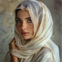 Sticker - Eye Catching Muslim Beauty Wearing Traditional Attire, Photo. A Fictional Character Created By Generative AI.