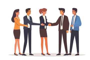 Sticker - A group of business people shaking hands. Suitable for corporate and teamwork concepts