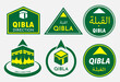 set of qibla sign for mosque or prayer room isolated. Eps