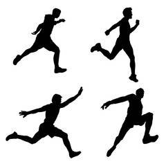 Wall Mural - Silhouette collection of sporty male run and jump pose