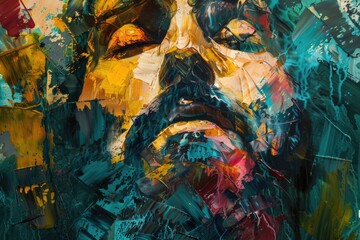 Poster - A realistic painting of a man with a beard. Suitable for various design projects