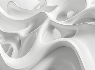 Wall Mural - 3D render of an abstract white background with curved lines in the style of a futuristic and minimalistic wallpaper design concept