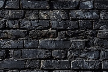 black brick wall, brickwork background for design - generative ai