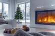 Luxury and Comfort in Modern Living: A Minimalist Living Room with a Modern Fireplace at the Heart of a Cozy White-Colored Home, Perfect for Family Holidays