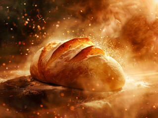 Canvas Print - A piece of bread with a sprinkle of sugar on top