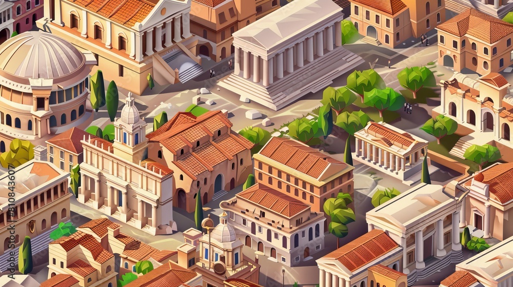 The Ancient Rome city is a cartoon cityscape photo with a parallax ...