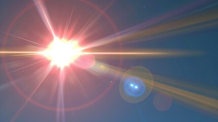 a bright sun shining in a clear blue sky. ideal for various projects