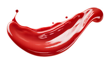 Spread of red sauce or jam with splashes isolated on white background