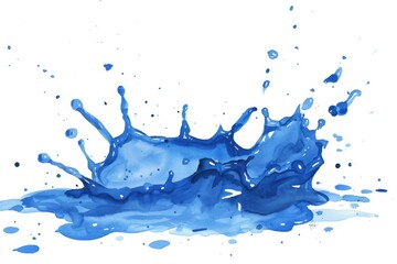 Wall Mural - A vibrant blue splash of water on a clean white background. Ideal for refreshing summer concepts