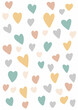 hand drawn Scandi style pastel hearts pattern design 