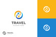 modern agency travel business logo with plane transport graphic concept. world traveler logo concept