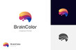 creative brain color logo. genius smart symbol design. abstract brain logo elements
