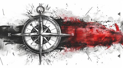 Wall Mural - Compass  on White Background