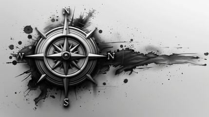 Wall Mural - Compass  on White Background