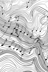 Wall Mural - Black and white drawing of music notes. Suitable for music-related projects