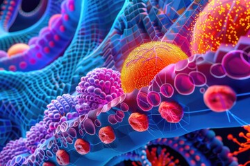 Wall Mural - Detailed close-up of cellular structure. Ideal for science and medical concepts