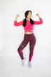 Full length body size of Cheerful Asian woman wearing sportswear Isolated on white background and copy space Health care Healthy Lifestyle Exercise and Workout concept.