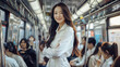 © Oili - portrait of a South Korean woman, standing in an underground carriage, blur effect in the backgraund