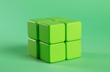 Green cube on green background