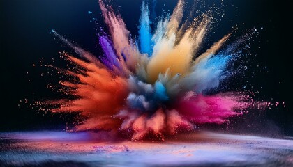 Wall Mural - capturing vibrant particles bursting outward from a central point, radiating dynamic energy and move