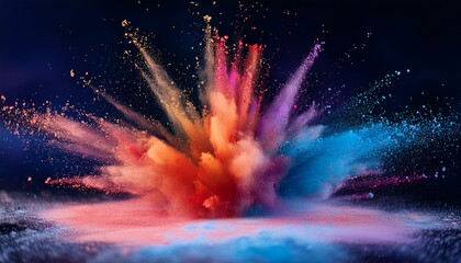Wall Mural - capturing vibrant particles bursting outward from a central point, radiating dynamic energy and move