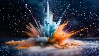 Wall Mural - capturing vibrant particles bursting outward from a central point, radiating dynamic energy and move