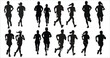 © Creative_Design - Men and women runners silhouette, Runner Silhouette, Young people running silhouettes, Runners silhouettes collection, Running man and woman black silhouettes, Running, Jogging, Women, Exercise, Sport