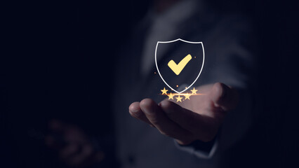 safety quality management concept Certification of approval, guarantee or secure access system