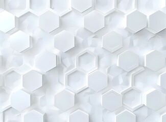 Wall Mural - 3d render of white abstract background with hexagon pattern, seamless texture wallpaper, wall paper, pattern for interior design decoration in modern style, white and grey color, 8k resolution, high