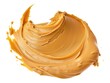 A smear of peanut butter is spread out on a white background. The peanut butter is spread out in a messy, disorganized way, giving the impression of a carefree, casual atmosphere