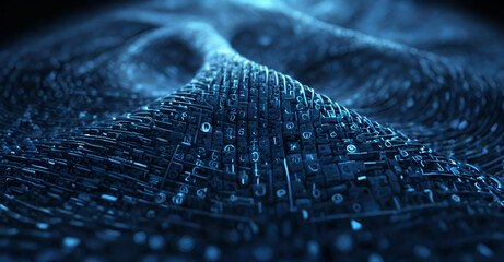 close up of a blue digital data concept background.