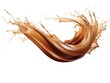 A splash of chocolate milk is shown in a white background. Concept of indulgence and enjoyment, as the chocolate milk is depicted as a delicious and refreshing beverage