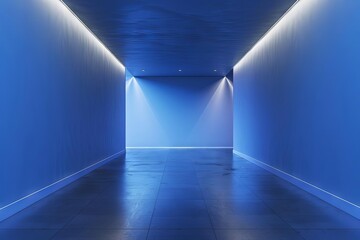 Wall Mural - minimalist blue presentation background smooth floor and builtin lighting