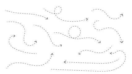 Wall Mural - clean dot style hand drawn doodle arrows set. clean dot arrows style doodle set hand drawn. curve do