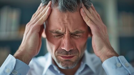 The manager is grappling with a pounding headache which could be attributed to a variety of causes such as migraines tension headaches or even conditions like chronic fatigue syndrome acute