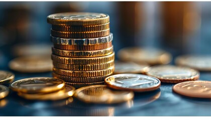 Poster - Each coin in the stack symbolizes a step towards financial security and achieving one's monetary goals