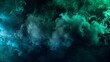 Abstract backdrop Cloud of green and blue smoke on a black isolated background. soft mystery horror design, spooky background texture concept