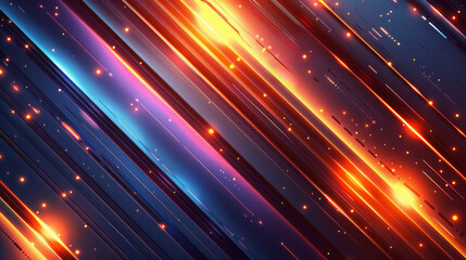 Wall Mural - vibrant abstract background with orange and blue light streaks