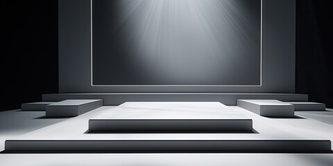 Wall Mural - Center Stage: Black Platform Featuring Podium at Its Heart