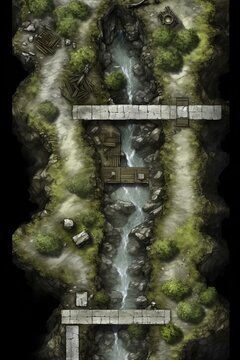 DnD Battlemap trolls, tunnel, dank, underground, fantasy, adventure